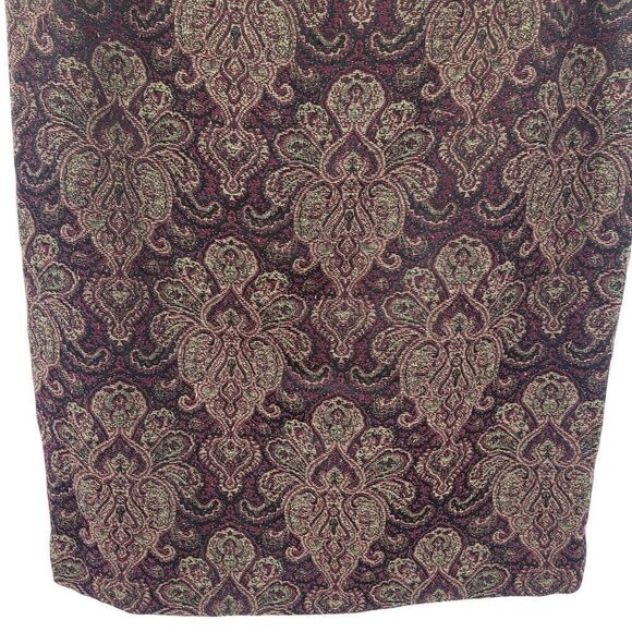 Vintage 8P Petite Womens Tapestry Skirt Set Burgundy Gold Medallion Jacquard - Picture 14 of 16